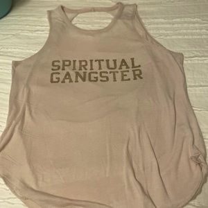 Spiritual Gangster Pale Pink Muscle Tee with Gold Logo